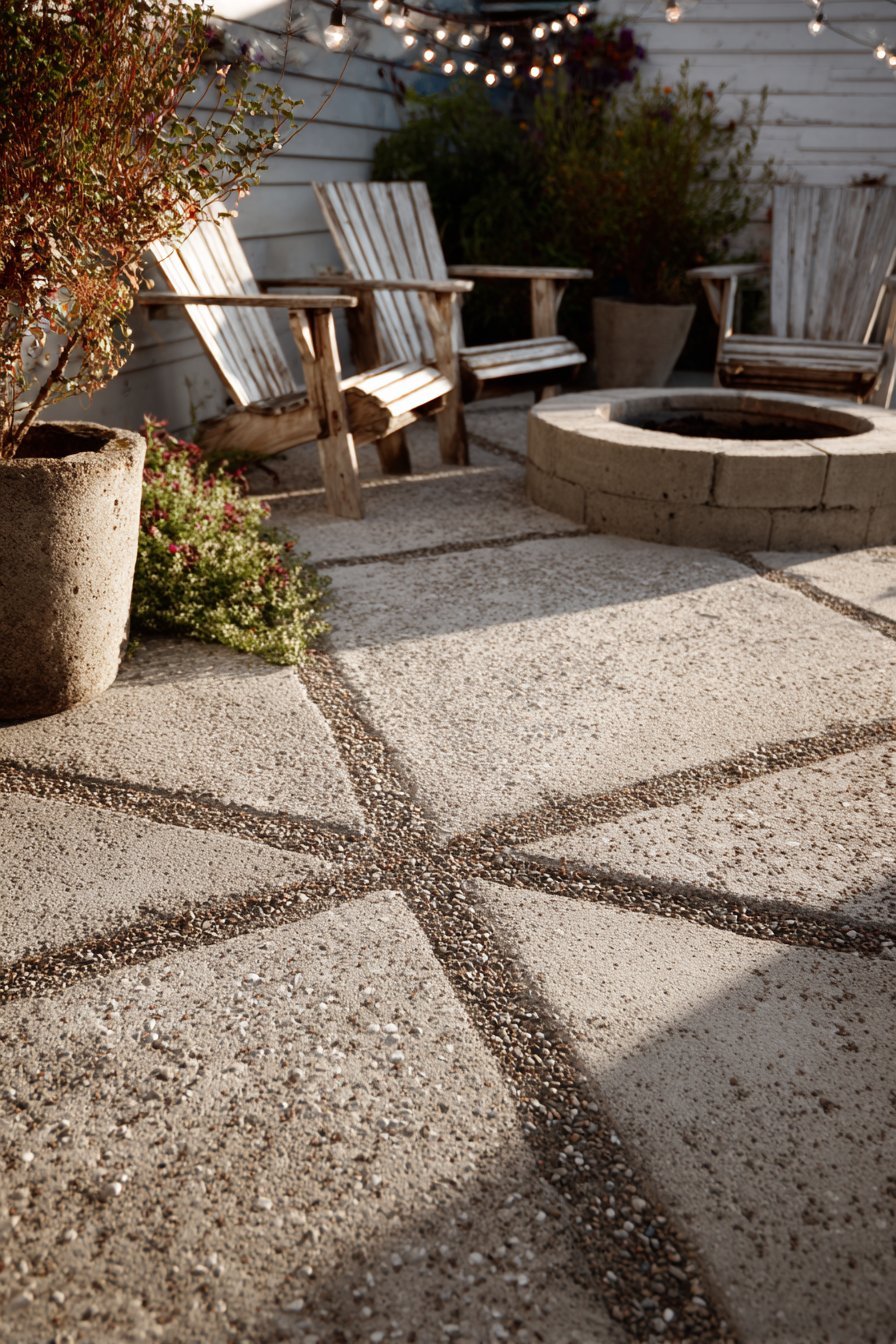 Geometric Concrete Pavers with Living Ground Cover