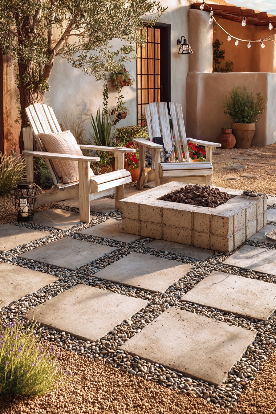 Geometric Concrete Pavers with Living Ground Cover