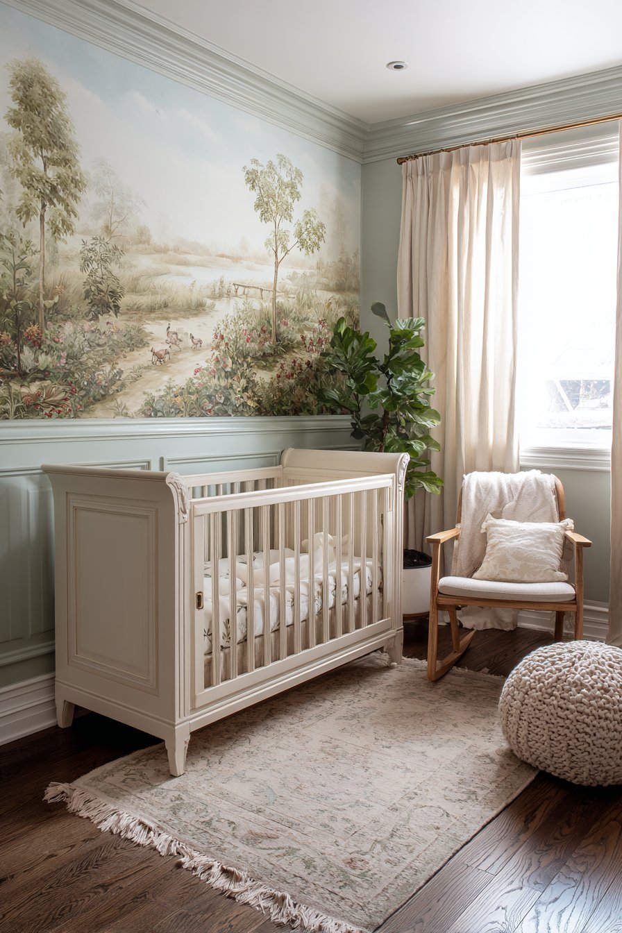 Hand-Painted Peter Rabbit Garden Mural