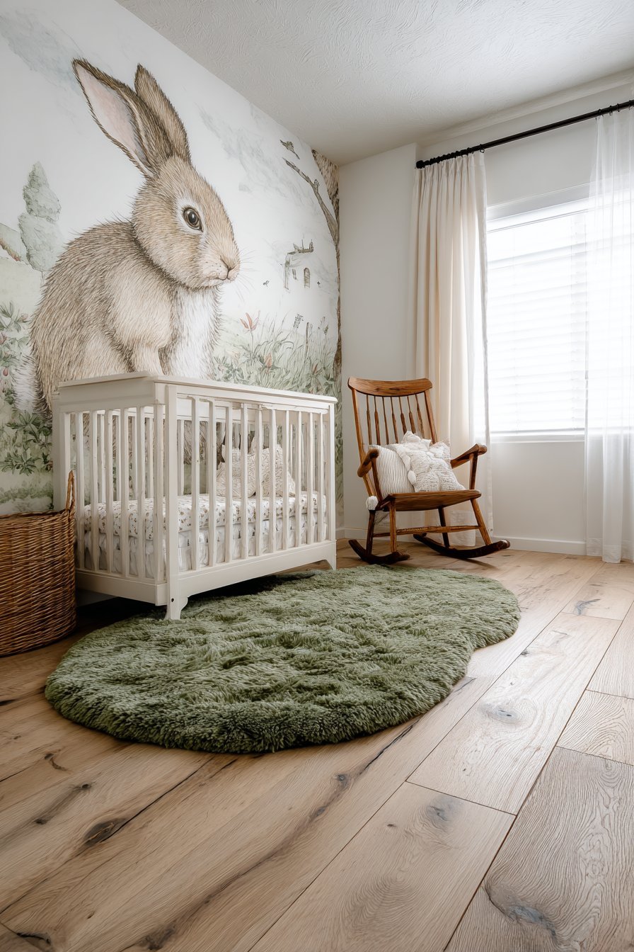 Hand-Painted Peter Rabbit Garden Mural