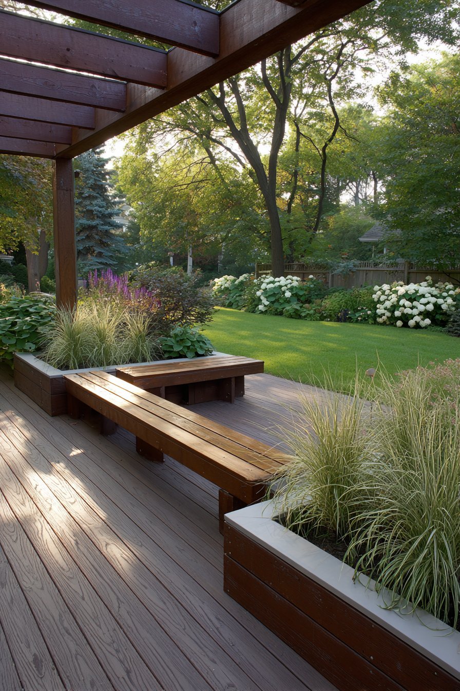 Multi-Level Composite Deck with Integrated Landscaping