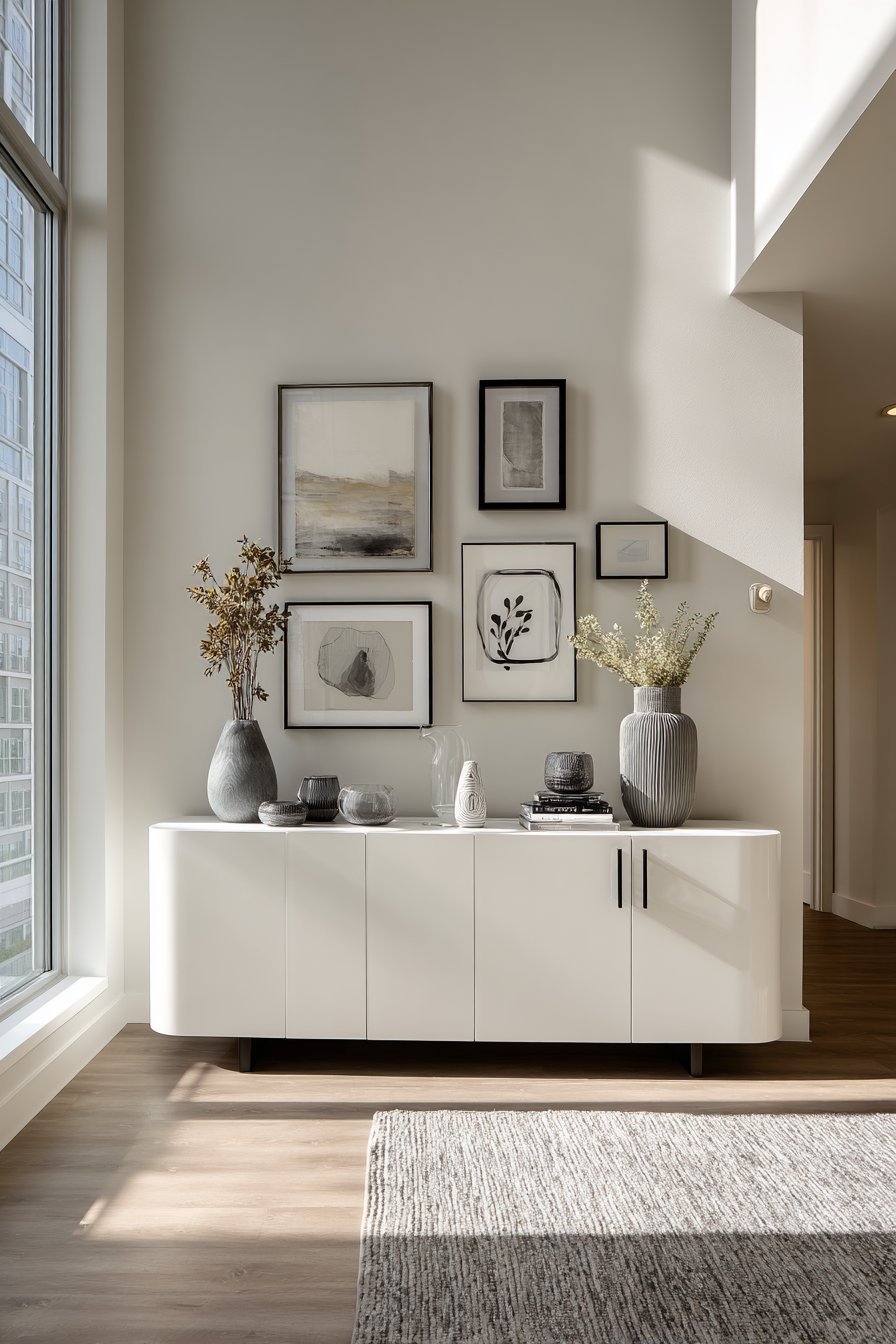 Modern Gallery Wall with Mixed Frame Sizes