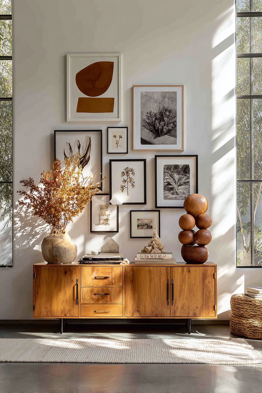 Modern Gallery Wall with Mixed Frame Sizes