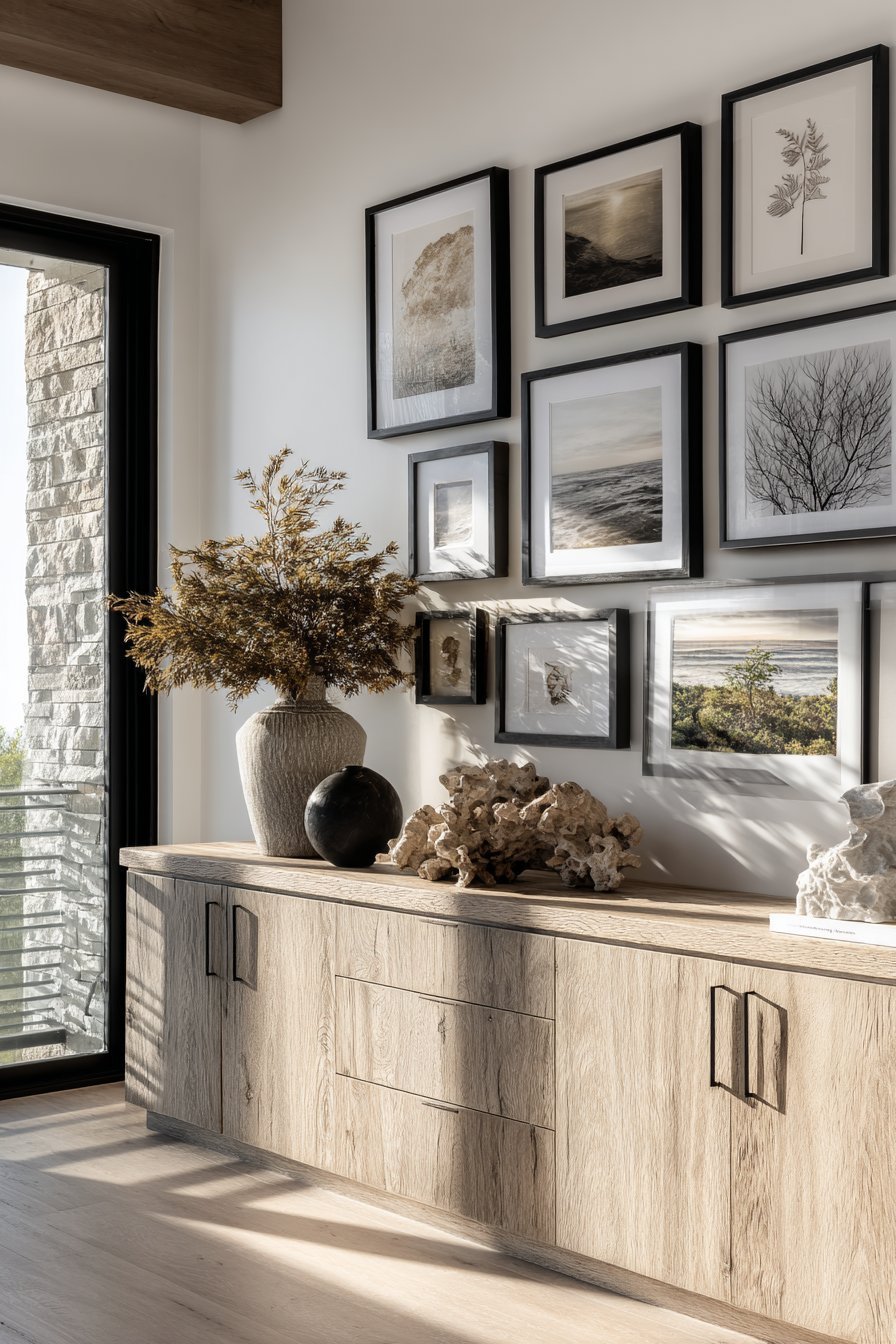 Modern Gallery Wall with Mixed Frame Sizes