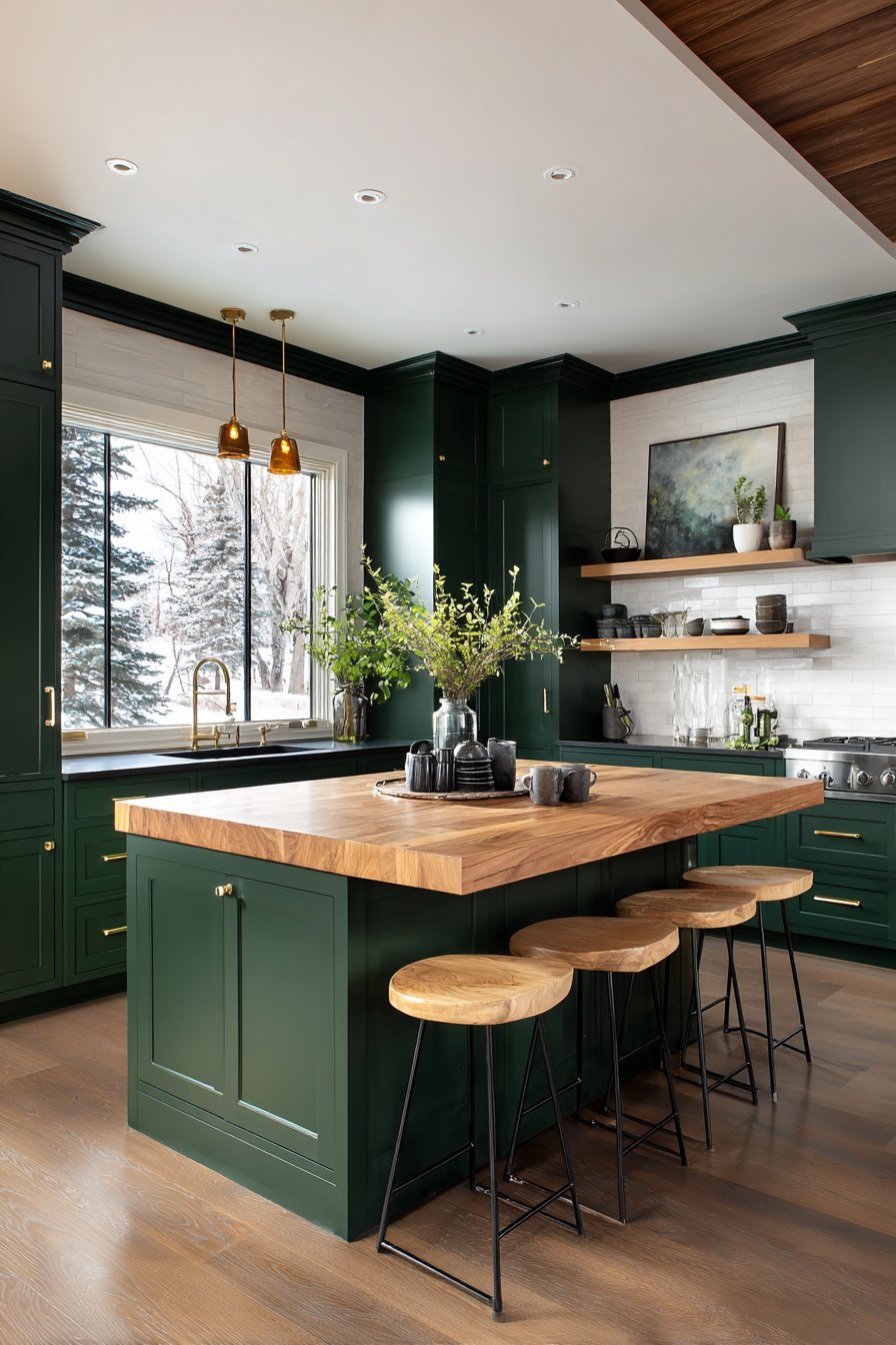 Sophisticated Forest Green Shaker Kitchen