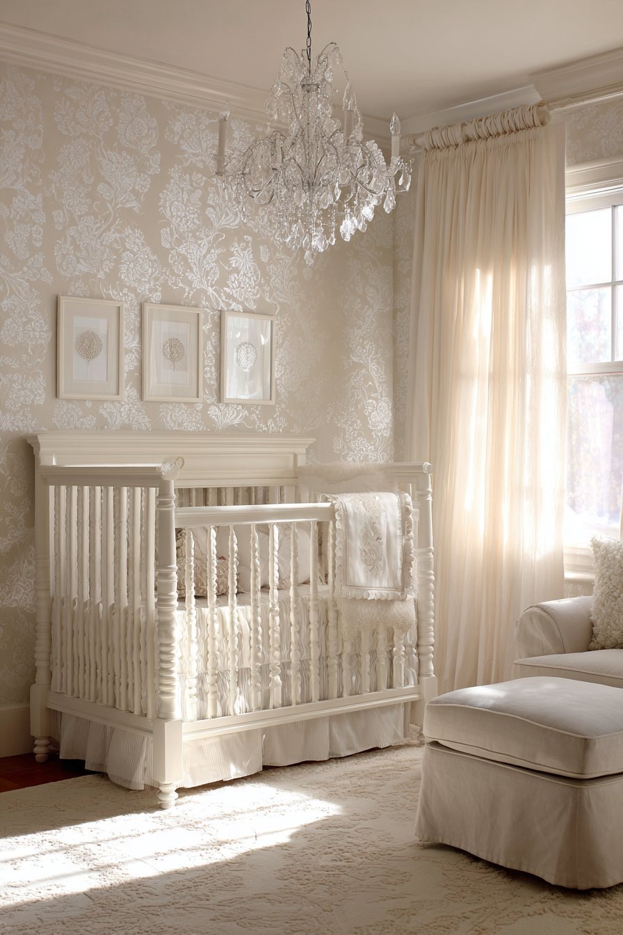 Hand-Carved White Crib Centerpiece