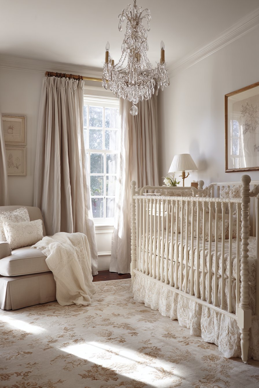 Hand-Carved White Crib Centerpiece