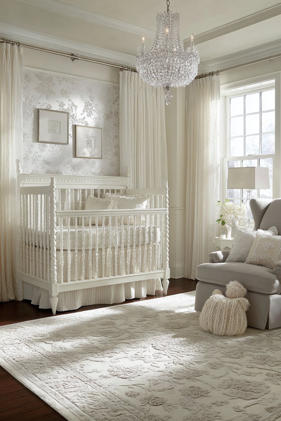 Hand-Carved White Crib Centerpiece