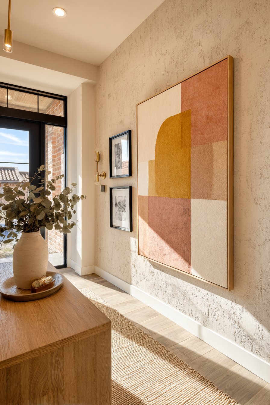 Warm Abstract Art with Gallery Wall Arrangement