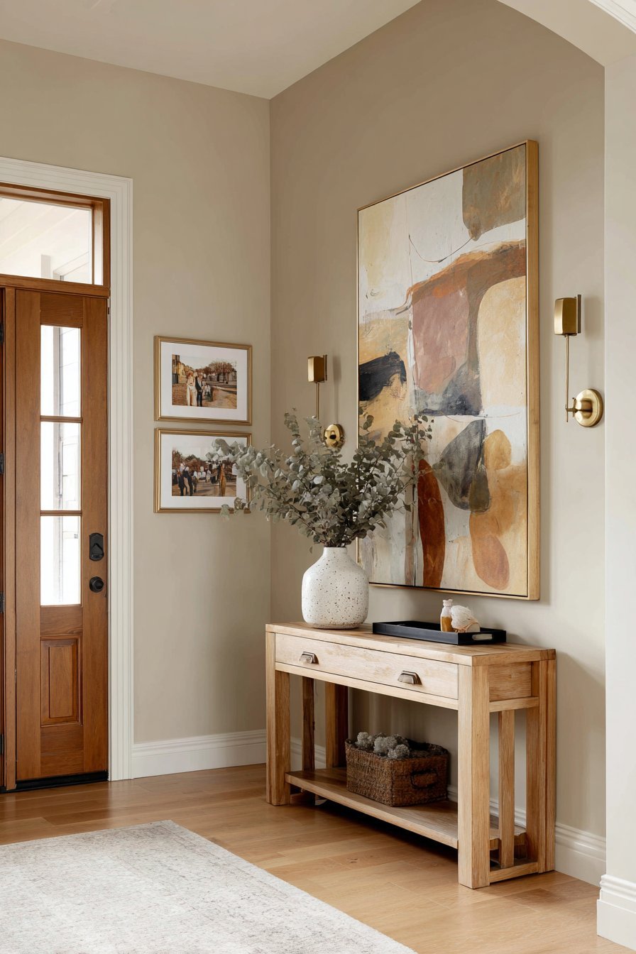 Warm Abstract Art with Gallery Wall Arrangement