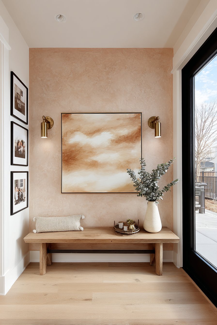 Warm Abstract Art with Gallery Wall Arrangement