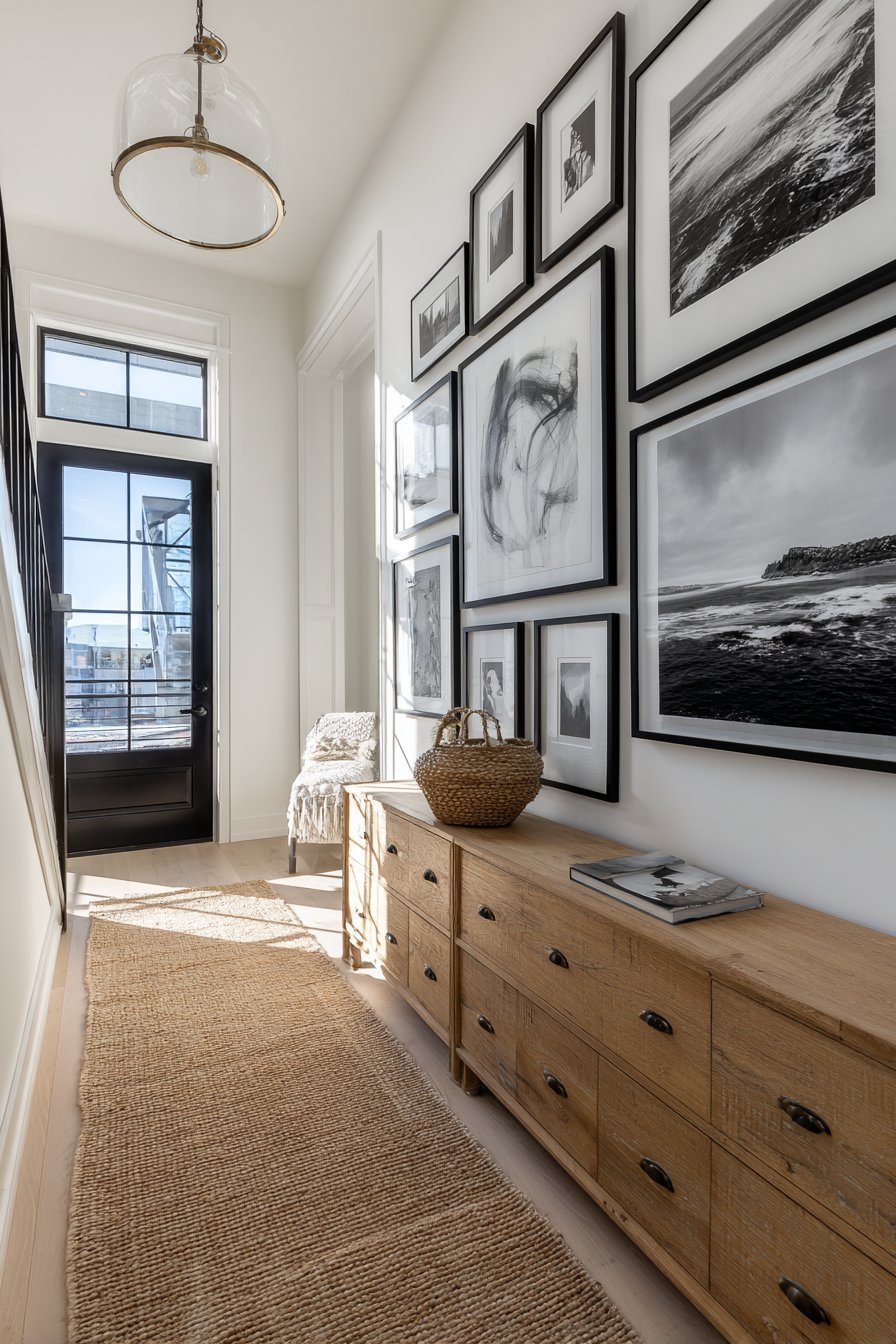 Dramatic Gallery Wall with Black and White Photography