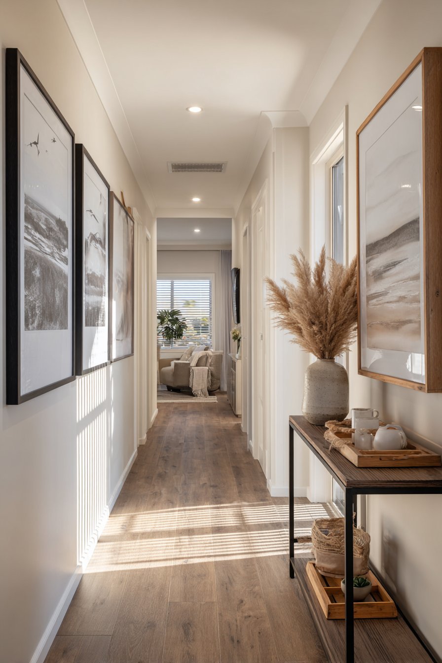 Gallery Wall with Mixed Frames and Family Photographs