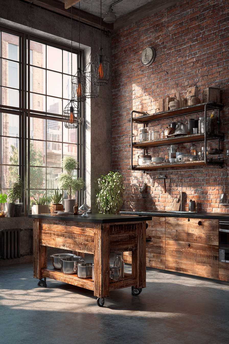 Exposed Brick and Reclaimed Wood Centerpiece
