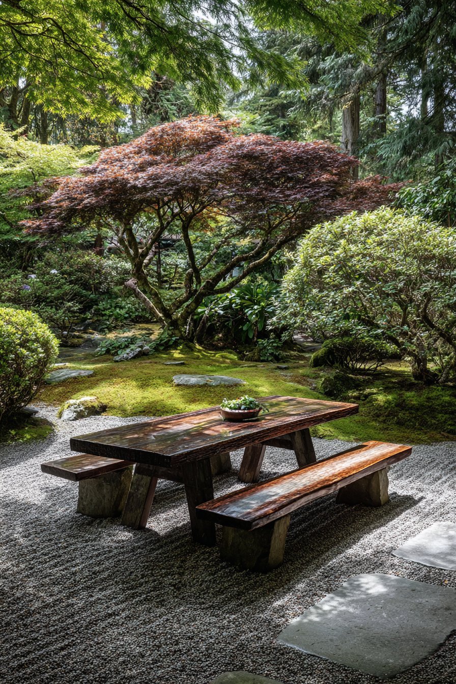 Meditative Zen Garden with Raked Gravel