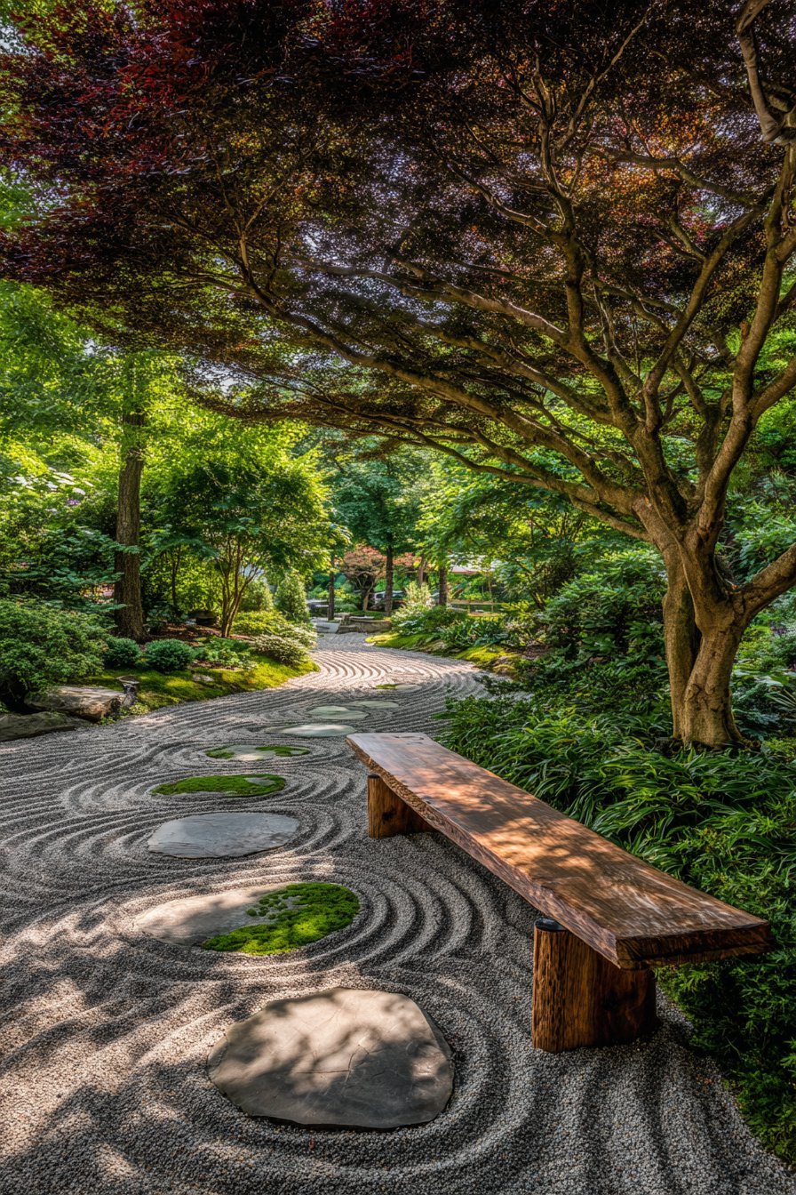 Meditative Zen Garden with Raked Gravel
