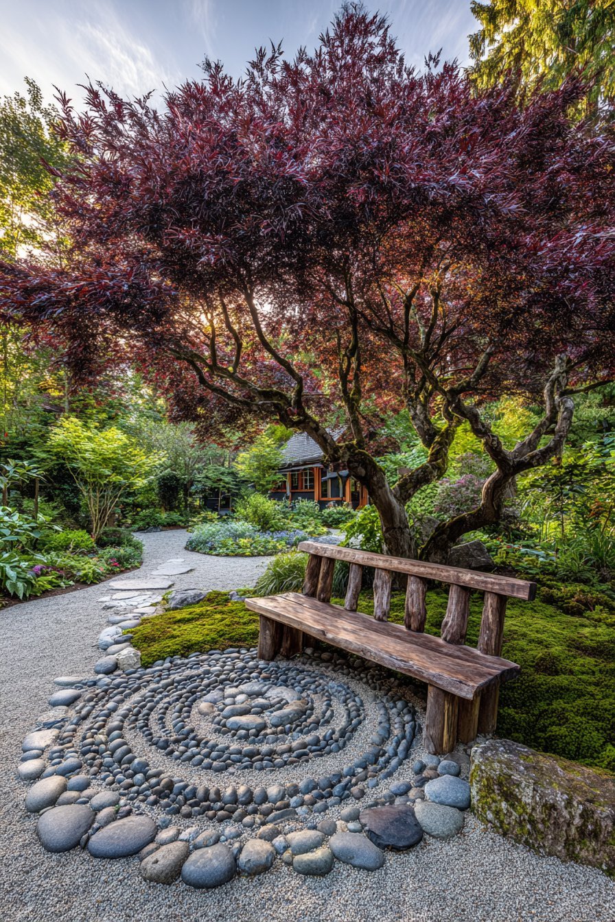 Meditative Zen Garden with Raked Gravel