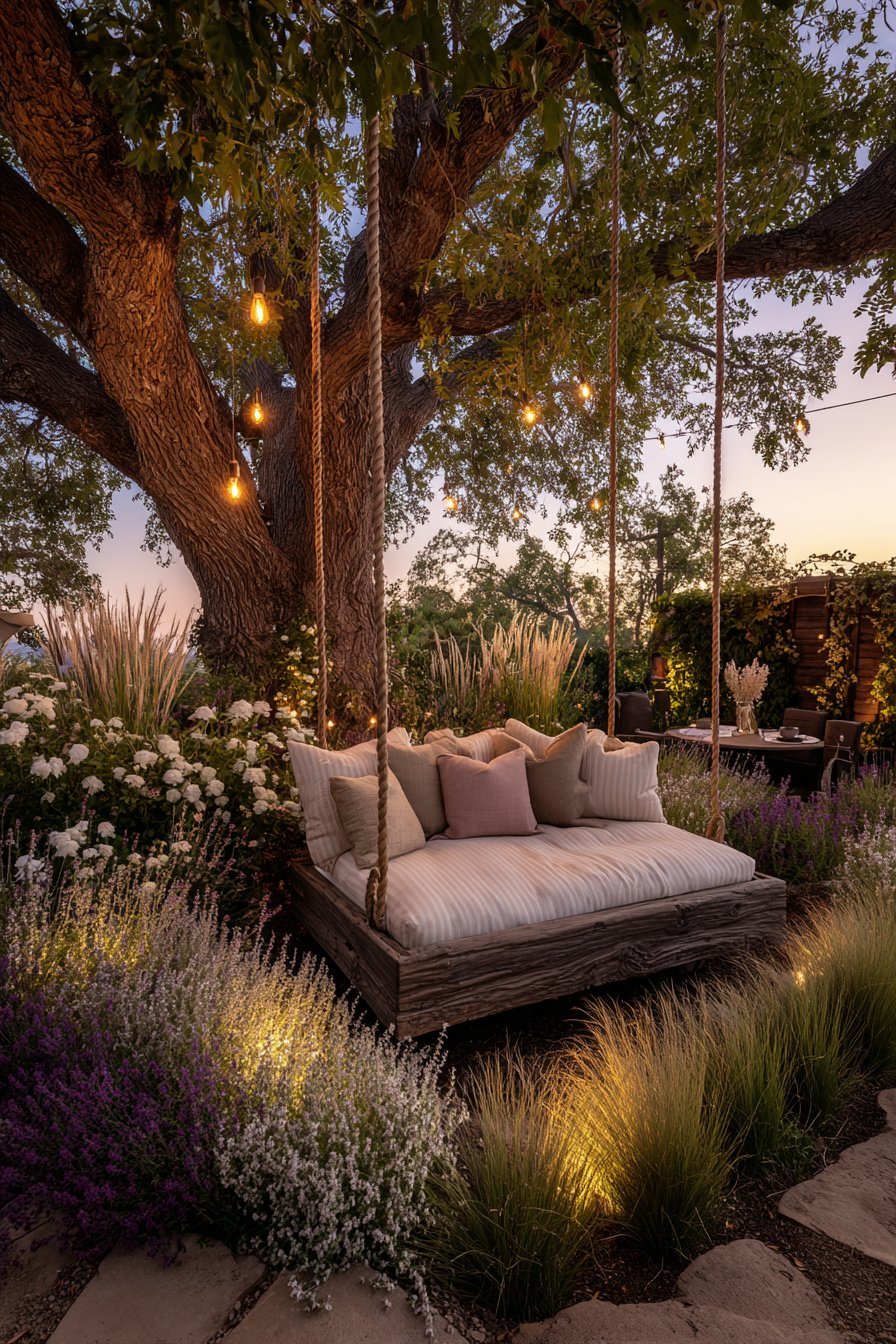 Whimsical Hanging Swing Bed Retreat