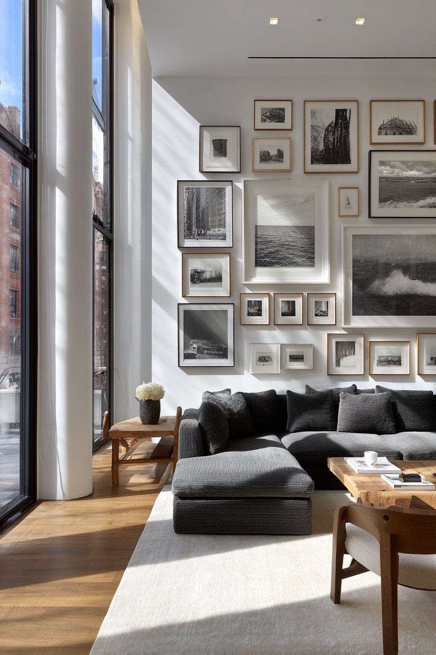 Dramatic Floor-to-Ceiling Gallery Wall