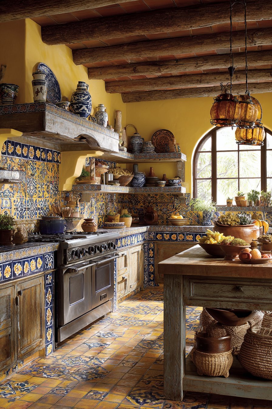 Vibrant Talavera Tile Backsplash Kitchen