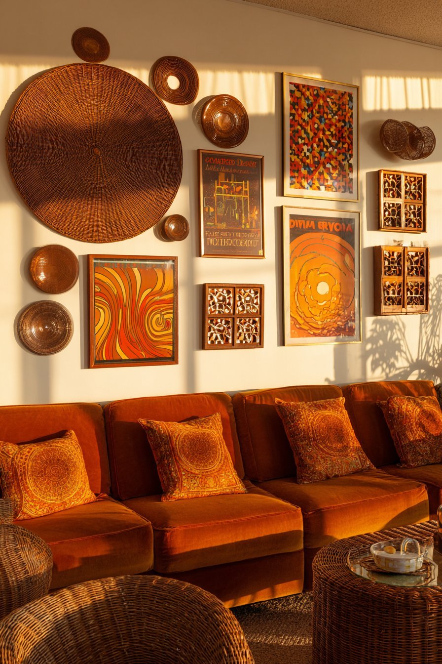 Psychedelic Gallery Wall with Sunburst Mirrors