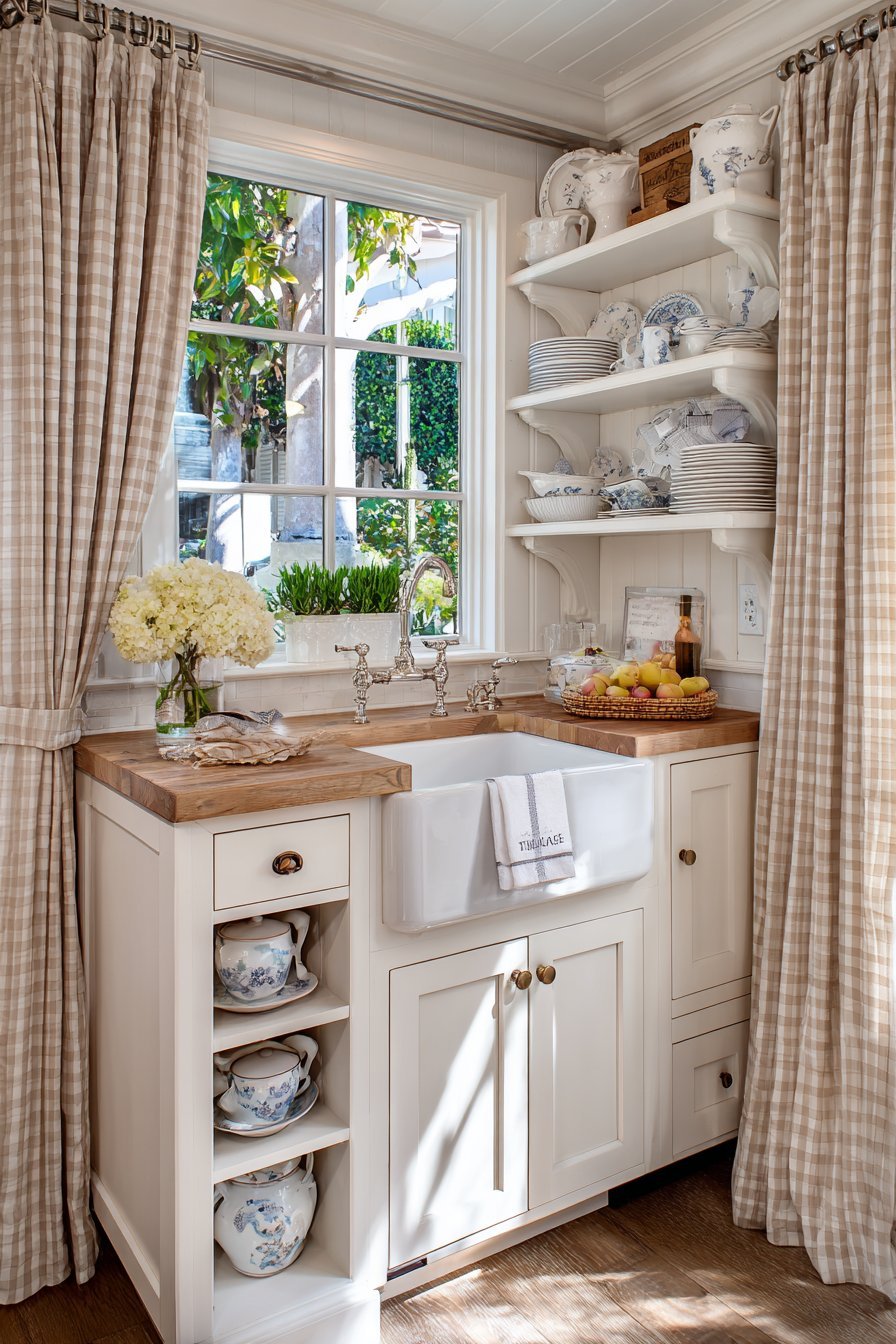 Classic White Shaker Kitchen with Farmhouse Sink