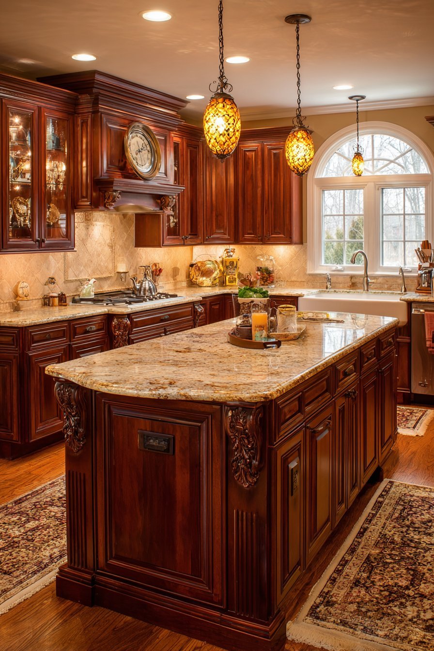 Rich Cherry Wood Traditional Kitchen Excellence
