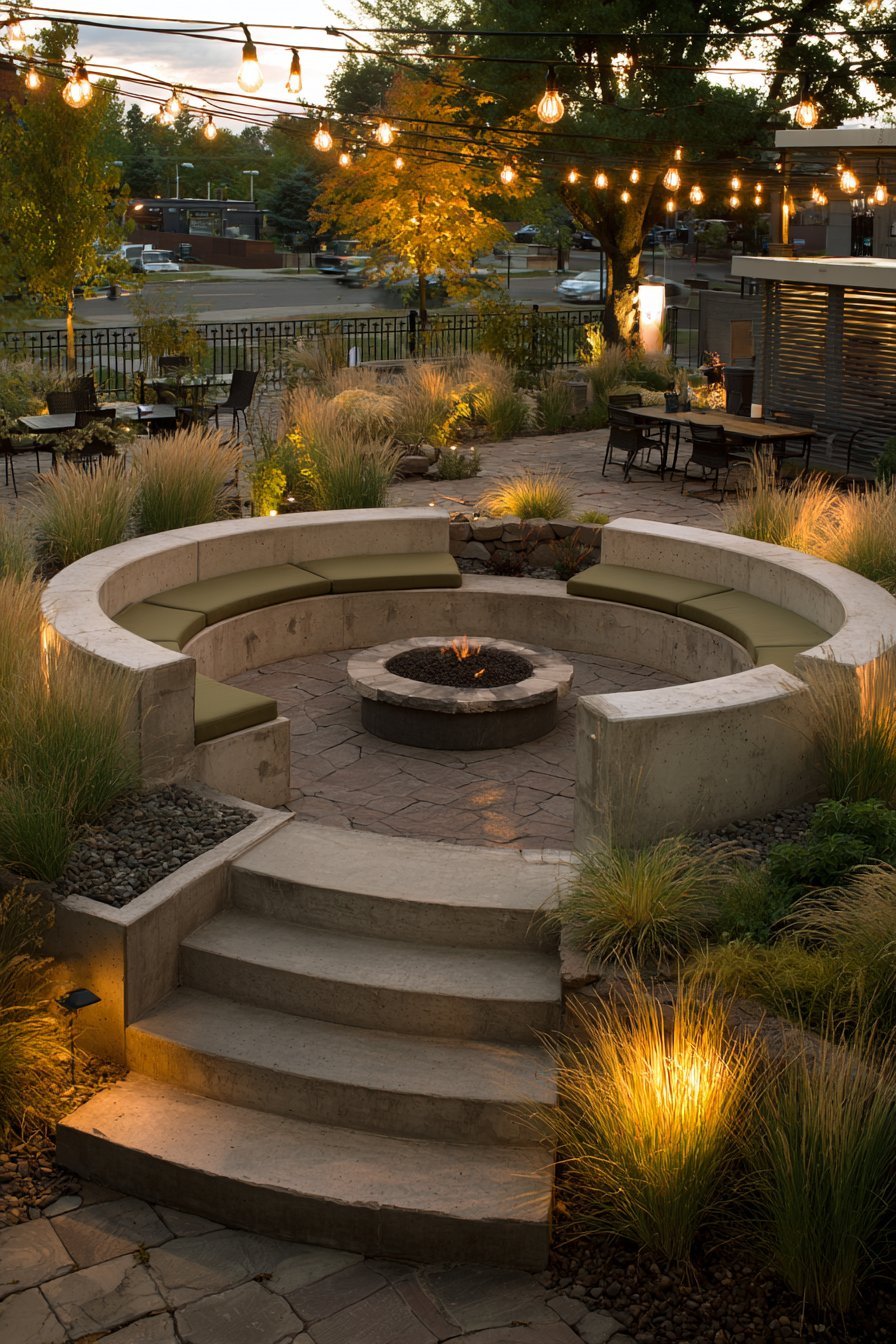 Sunken Conversation Pit with Fire Feature