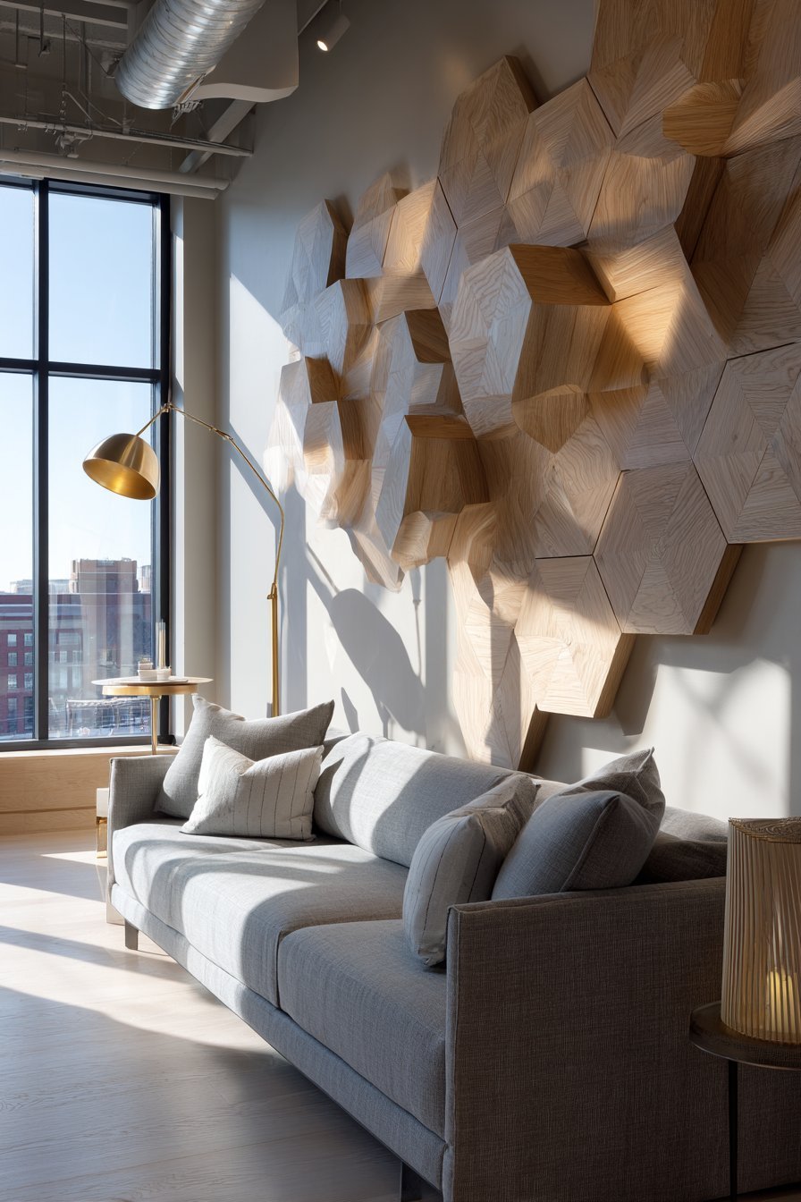 Dramatic Three-Dimensional Geometric Wood Installation