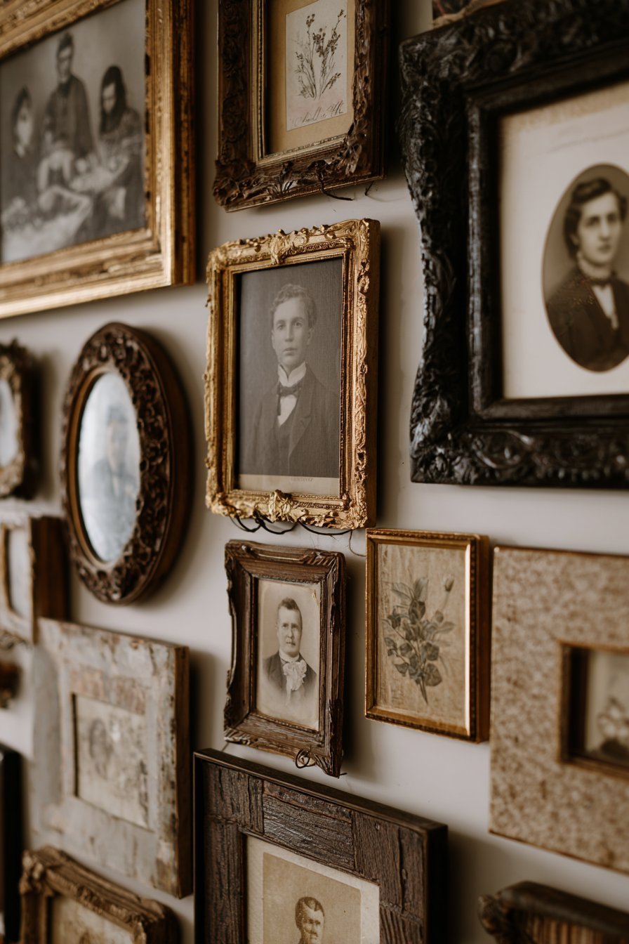 Eclectic Gallery Wall with Antique Picture Frames