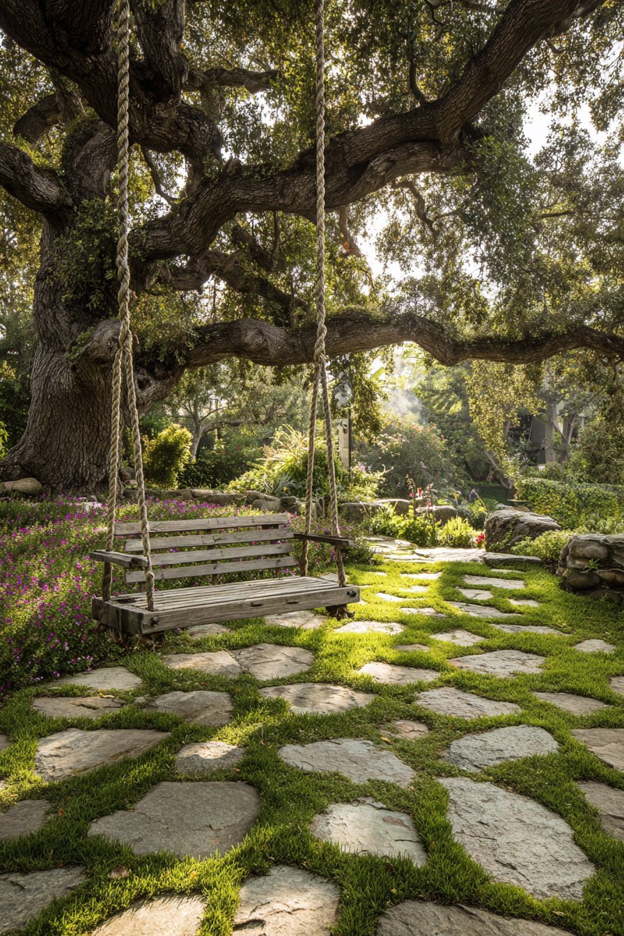 Vintage Oak Tree Swing Sanctuary