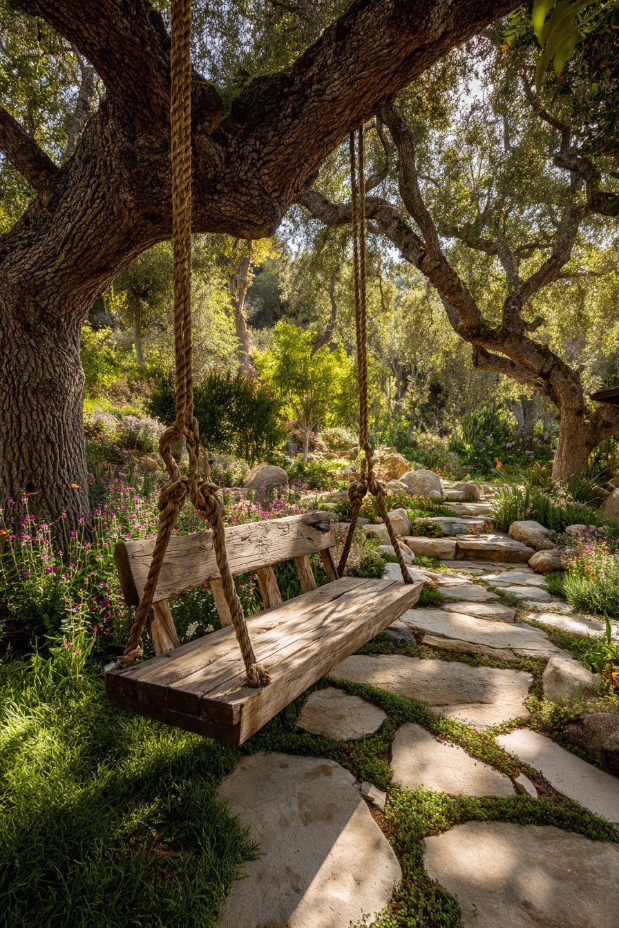 Vintage Oak Tree Swing Sanctuary