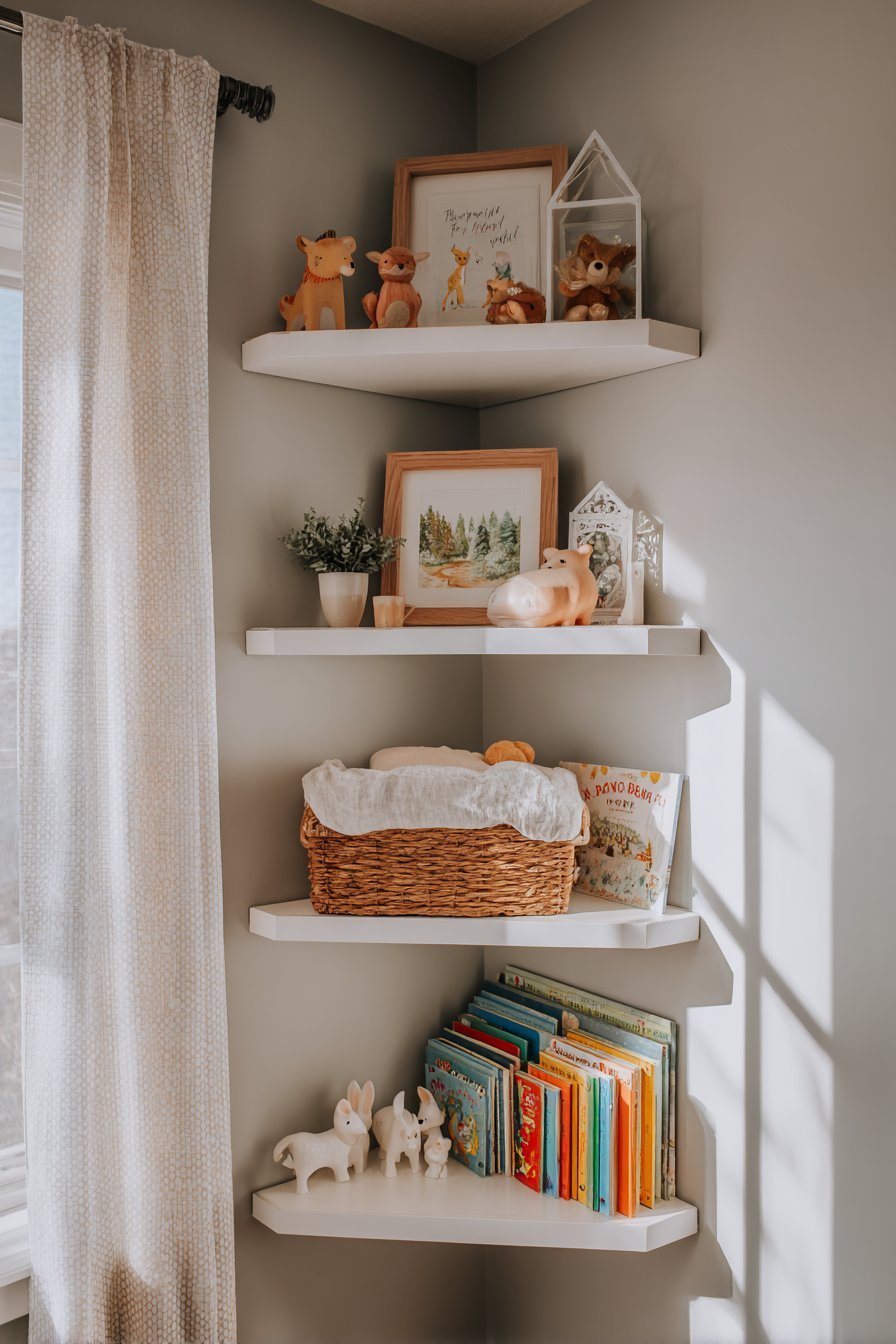 Scandinavian Three-Tier White Bracket Shelves