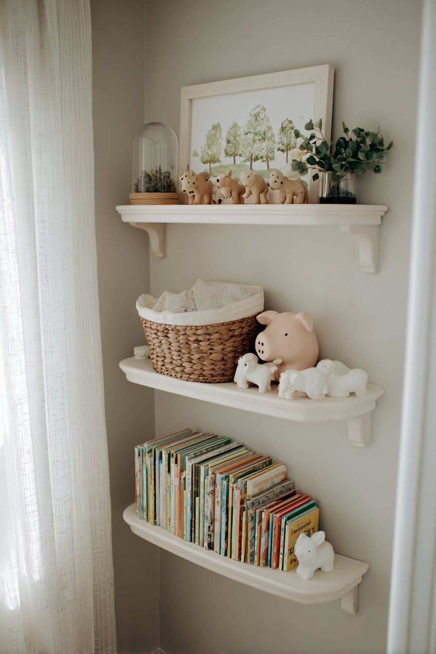 Scandinavian Three-Tier White Bracket Shelves