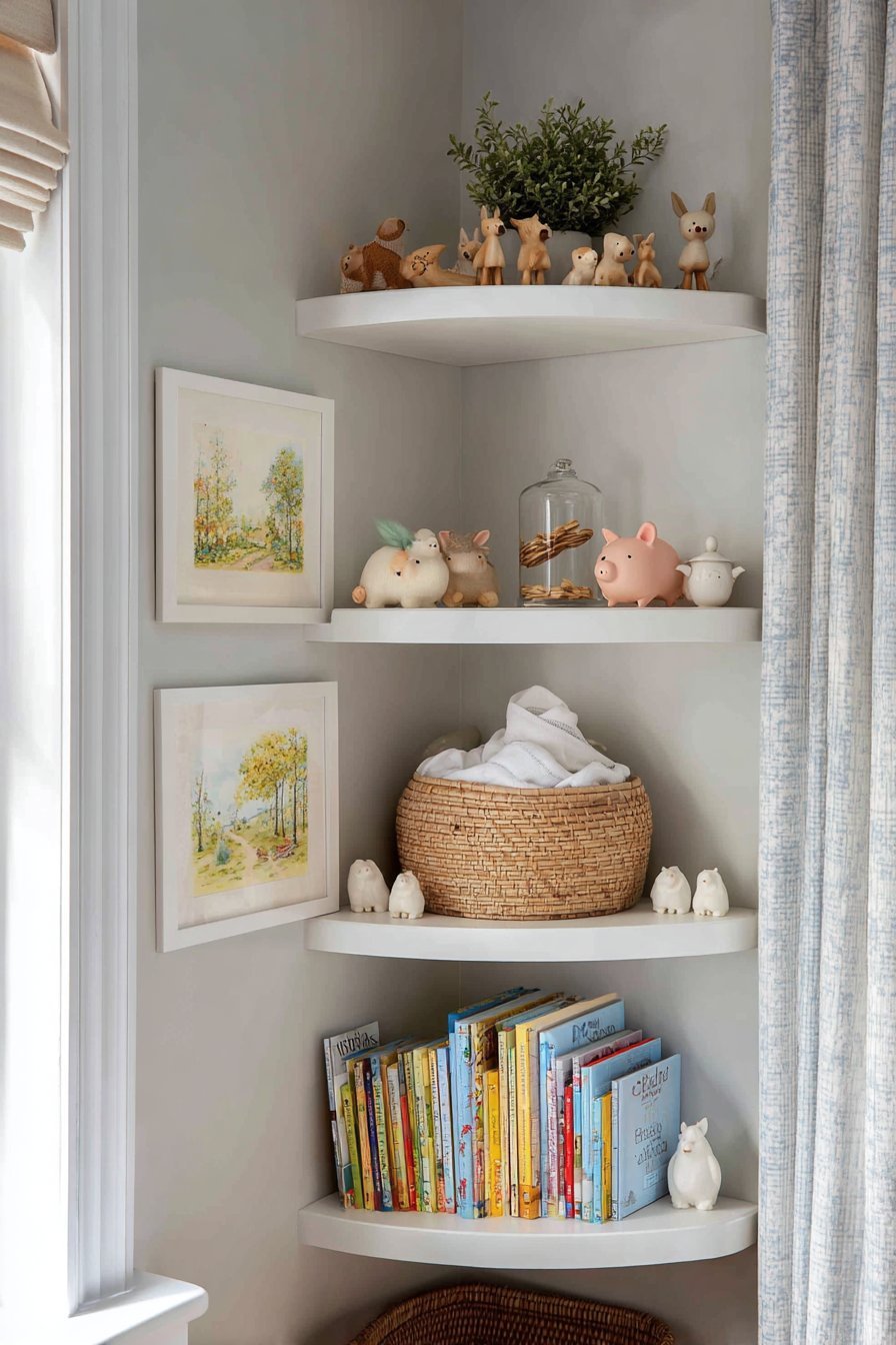 Scandinavian Three-Tier White Bracket Shelves