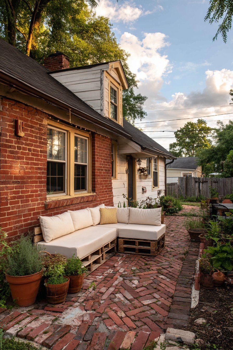Reclaimed Brick Herringbone Pattern Retreat