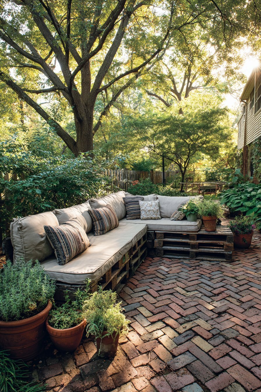 Reclaimed Brick Herringbone Pattern Retreat