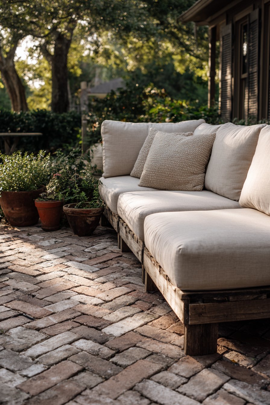 Reclaimed Brick Herringbone Pattern Retreat