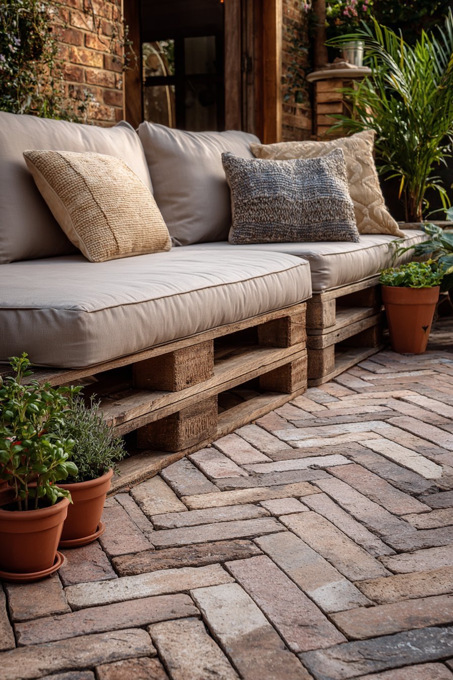 Reclaimed Brick Herringbone Pattern Retreat