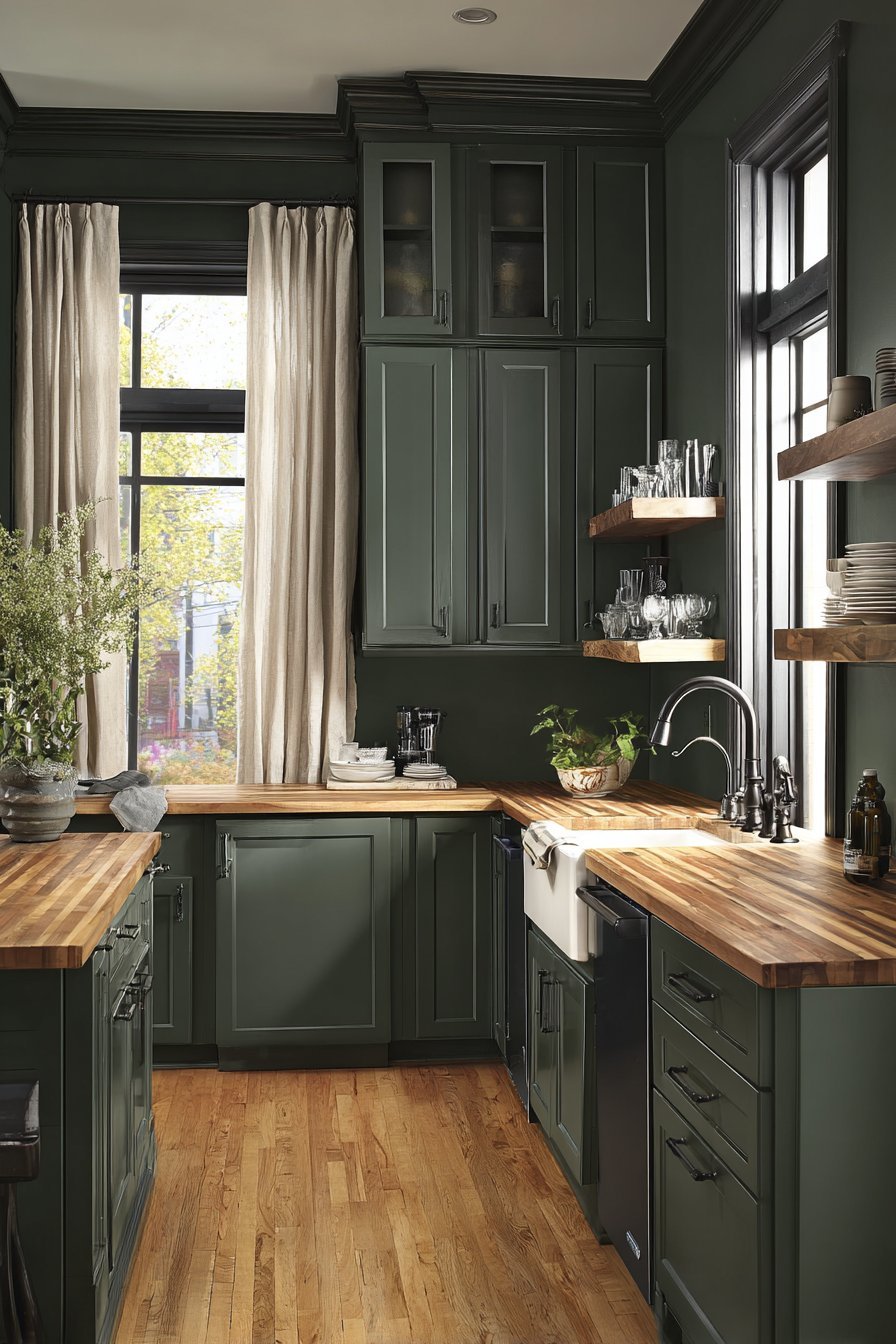 Emerald Green with Light Walnut Accents