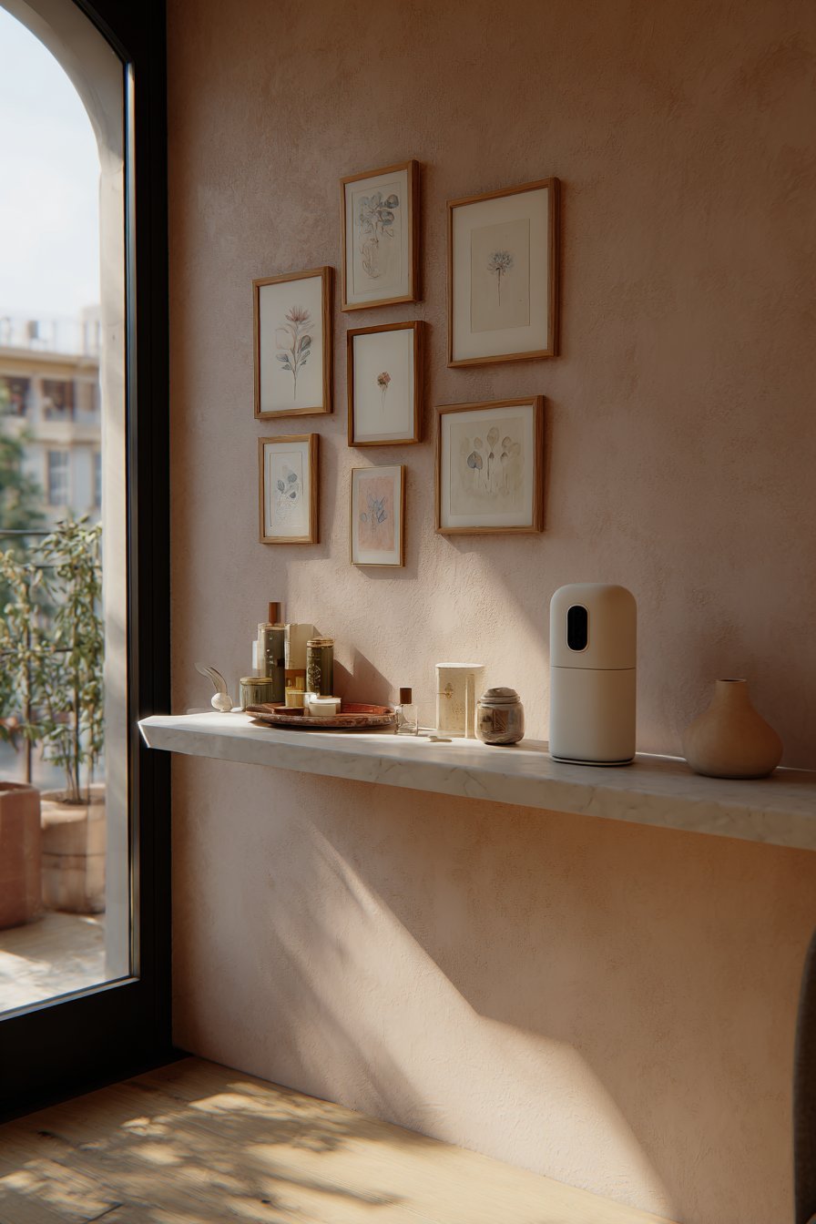 Gallery Wall on Dusty Pink Backdrop