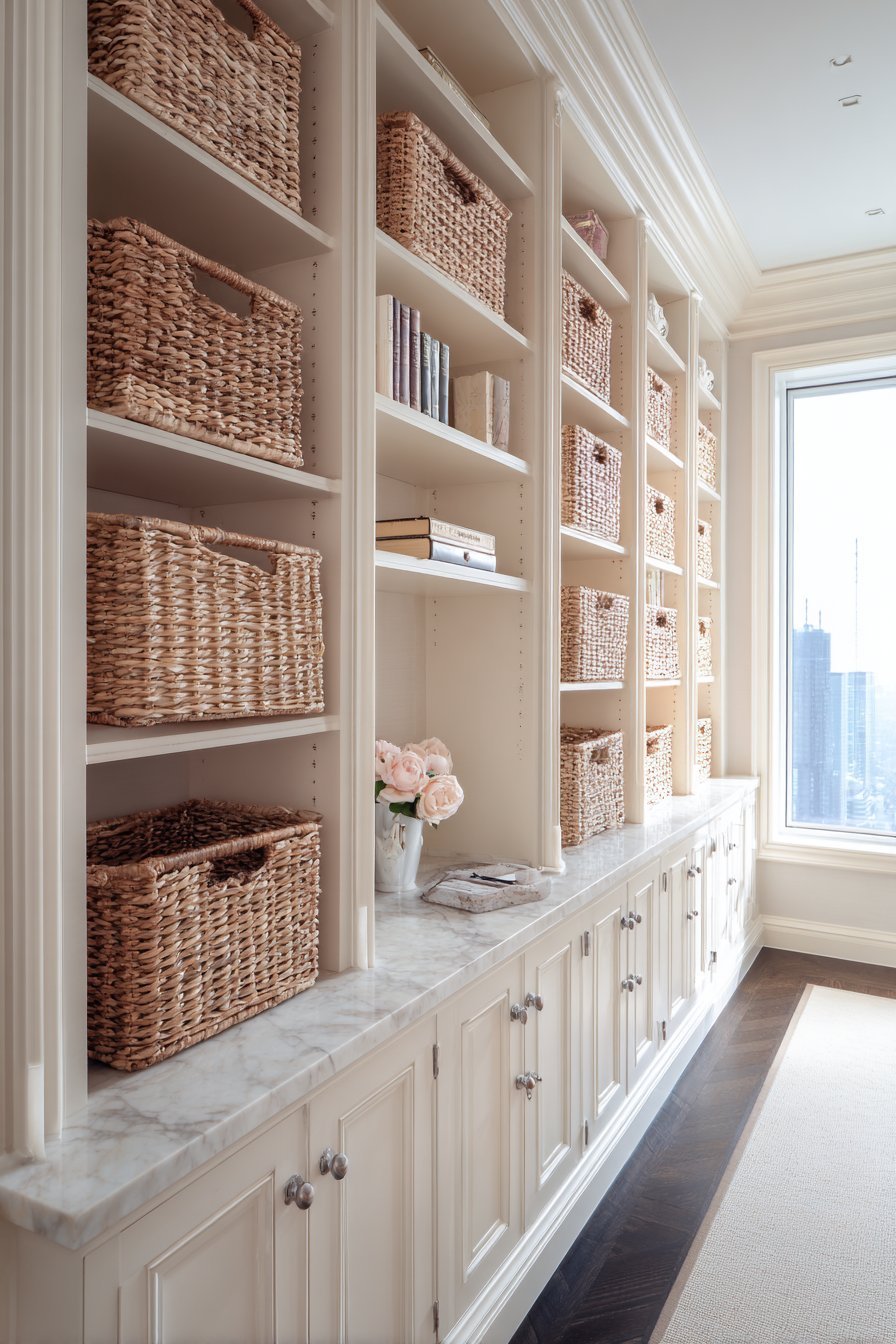 Floor-to-Ceiling Built-In Storage Wall