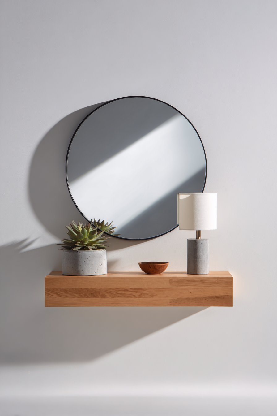 Minimalist Round Mirror Statement