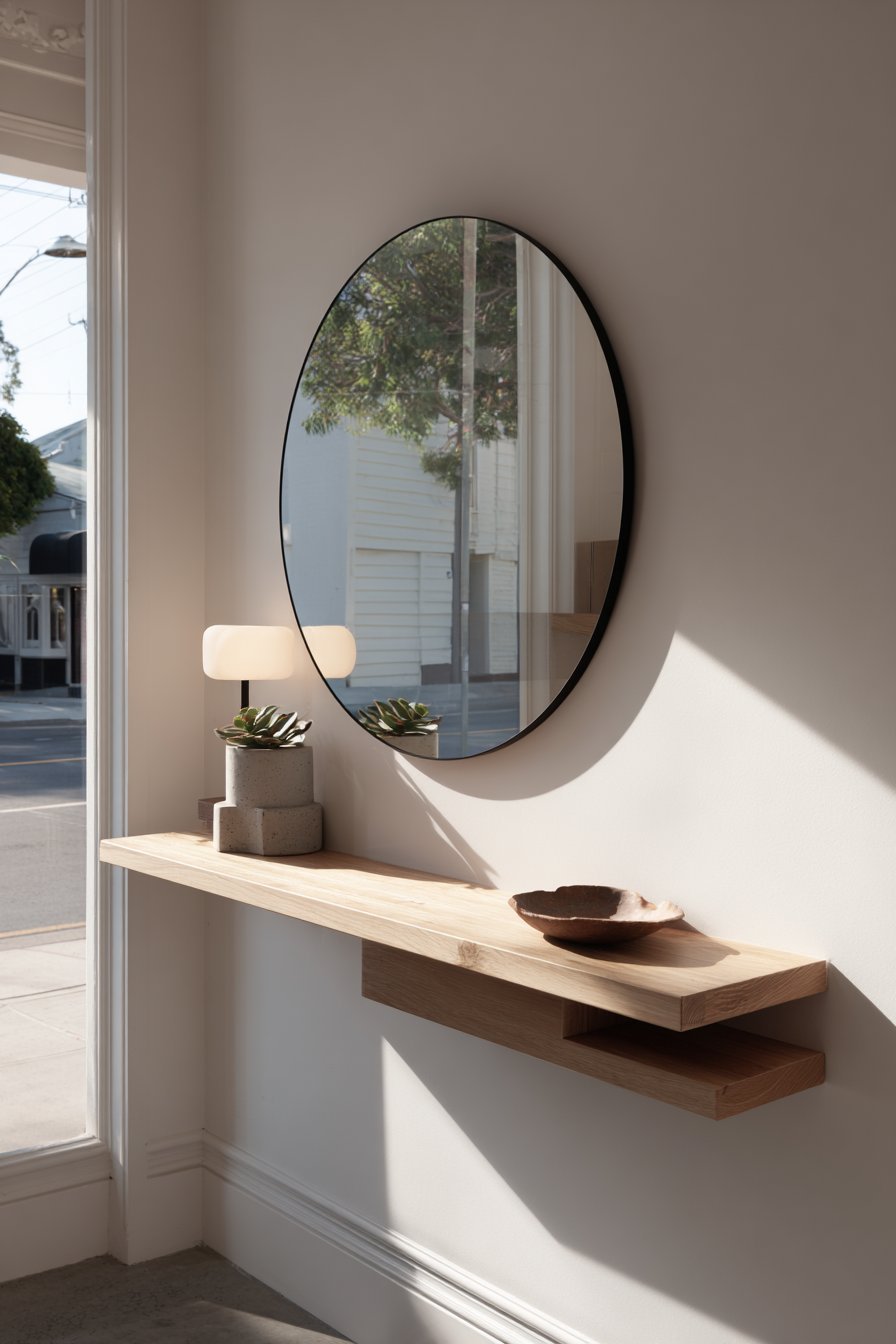 Minimalist Round Mirror Statement