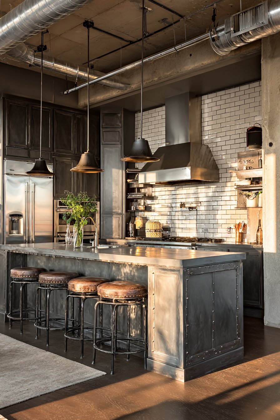 Charcoal Cabinetry with Steel Accents