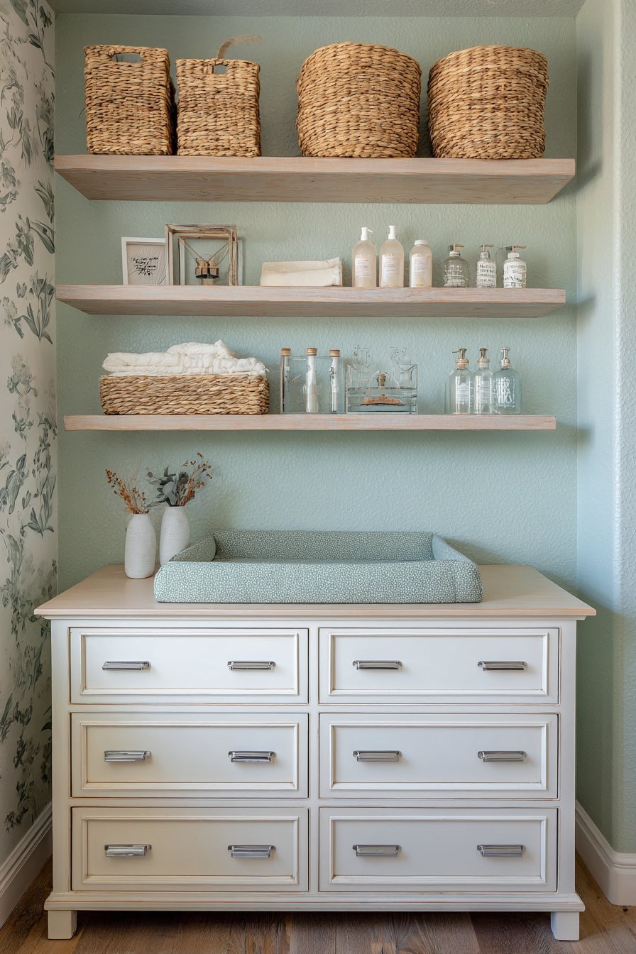 Practical Mint Green Storage Solution