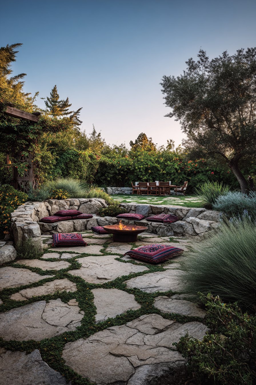 Circular Stone Fire Pit Gathering Space