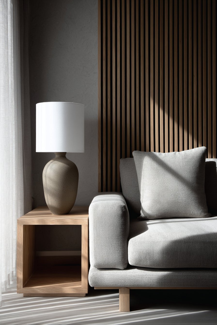 Scandinavian Vertical Wood Slat Paneling