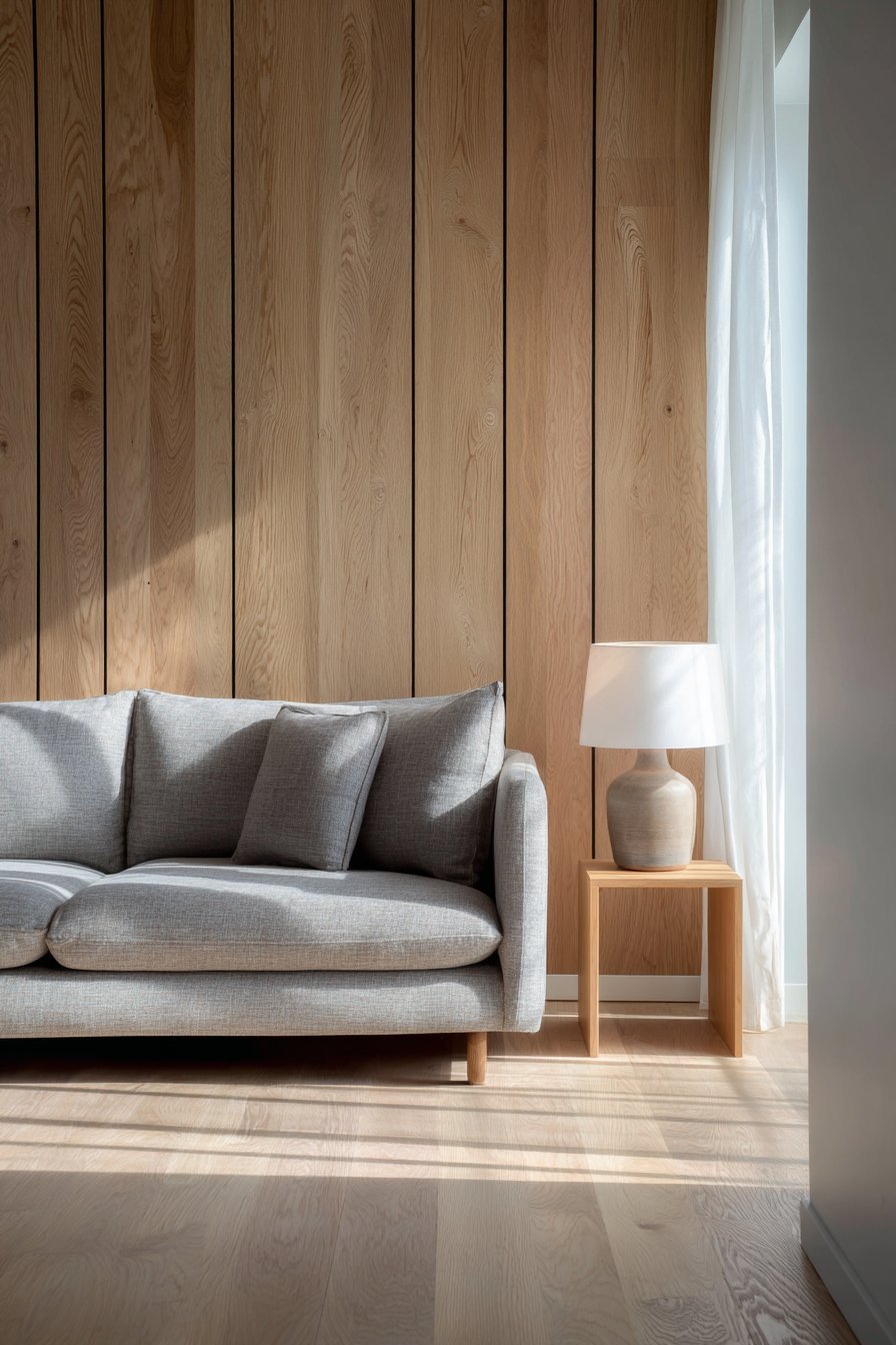 Scandinavian Vertical Wood Slat Paneling
