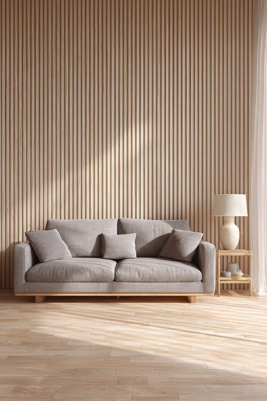 Scandinavian Vertical Wood Slat Paneling